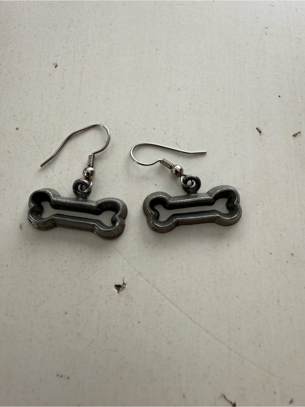 Dog Bone Dangle Earrings - Black